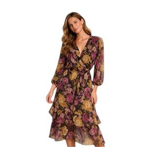 Phoebe Floral Dress Size 6 Ruffle Hem Sheer Romantic Boho Cottage